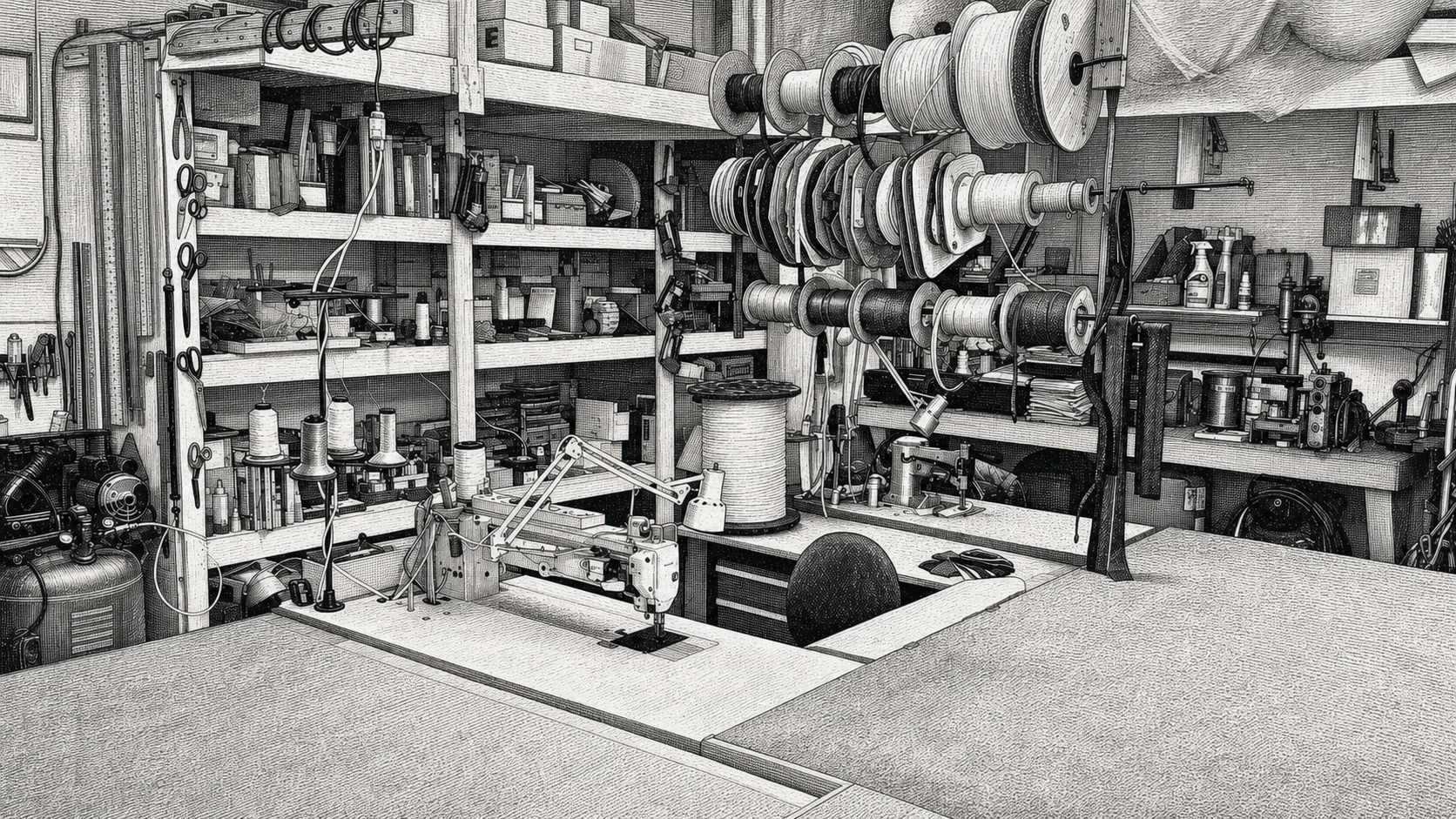 Workshop scene for future upholstery work